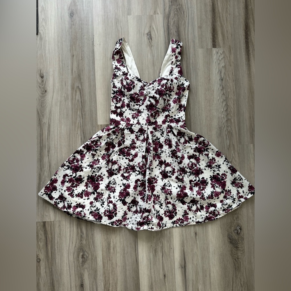 Hot Topic Floral Skull Skater Dress